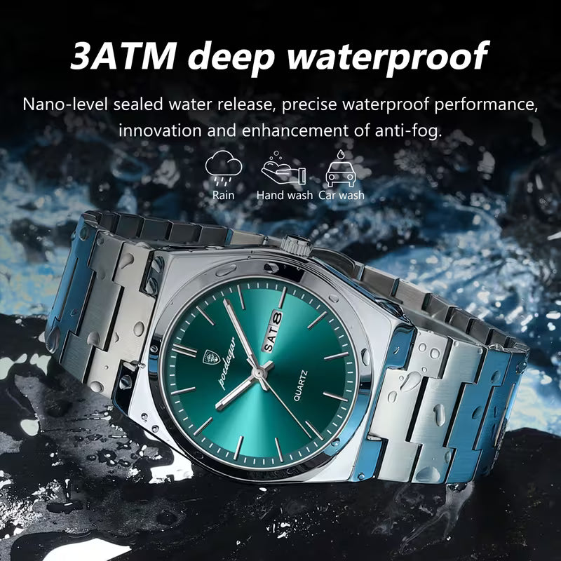 POEDAGAR New Ultra-Thin Stainless Steel Waterproof Luminous Quartz Watch with Date Display – A Stylish, Youthful, and Luxurious Korean-Style Watch Suitable for Students and Business Casual Wear