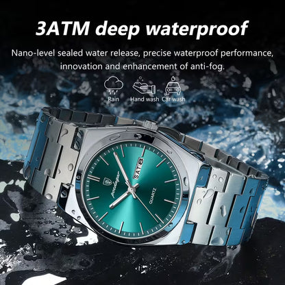 POEDAGAR New Ultra-Thin Stainless Steel Waterproof Luminous Quartz Watch with Date Display – A Stylish, Youthful, and Luxurious Korean-Style Watch Suitable for Students and Business Casual Wear