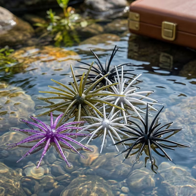 7 pieces/box Floating lure, bionic sea urchin ball soft bait