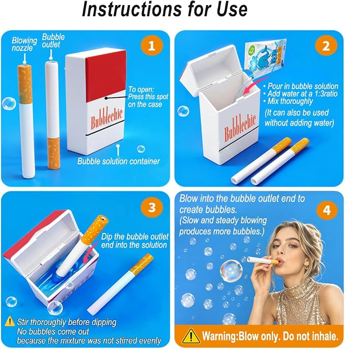Cigarette-Shaped Bubble-Blowing Toy (Pack of 2) — Realistic Cigarette Appearance