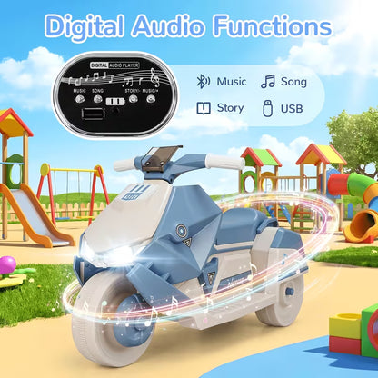 Toy Motorcycle – 6V Battery-Powered, Featuring LED Lights, Interstellar Music, and Realistic Engine Sounds – Ride-On Toy for Kids